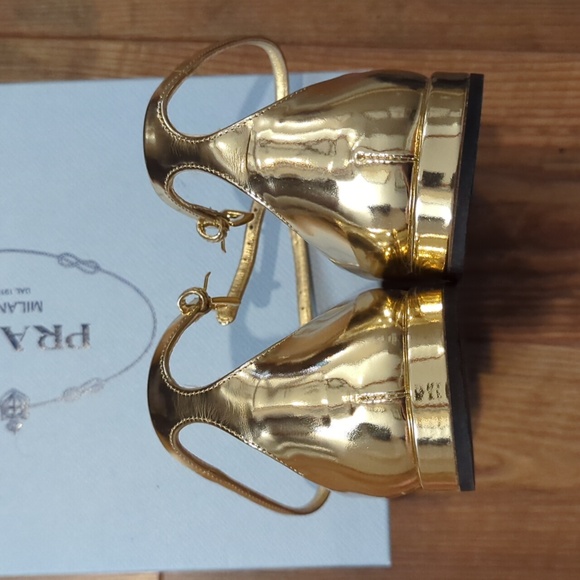 Prada Ballet Flats Gold Leather - Picture 4 of 11